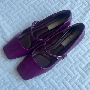 NWOB Franco Sarto Purple Mary Jane Ballet Flat Square Toe SIZE 39 8.5